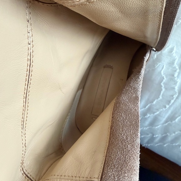 BCBGMaxAzria Taupe Suede Knee-High Platform Block Heel Boots - Picture 5 of 9